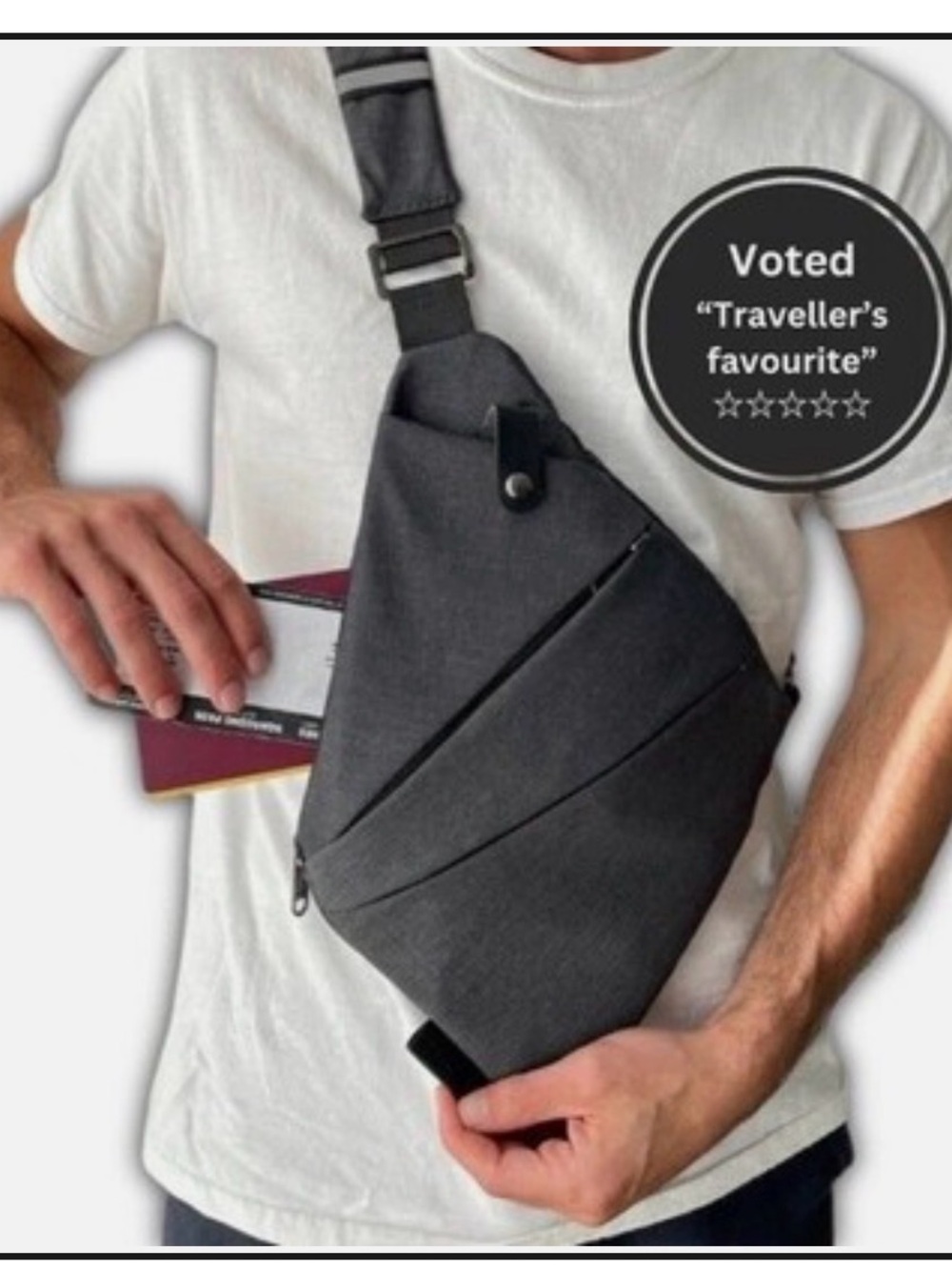 Minimalist Black Sling Crossbody Bag for Men